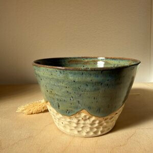 CARVED GREY BLUE BOWL